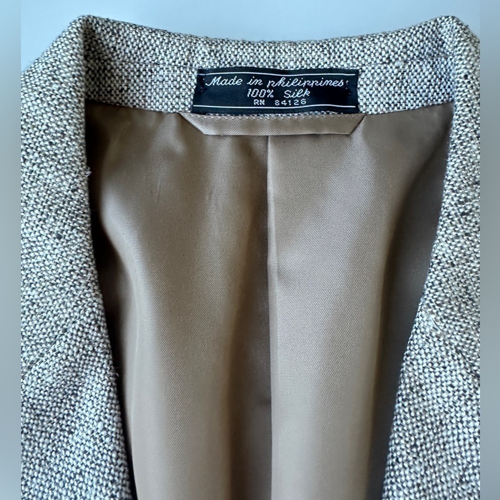 Bert Pulitzer Collector’s Edition Pure Silk Tan Gray Blazer Sport Coat Men’s 42 - Picture 11 of 12